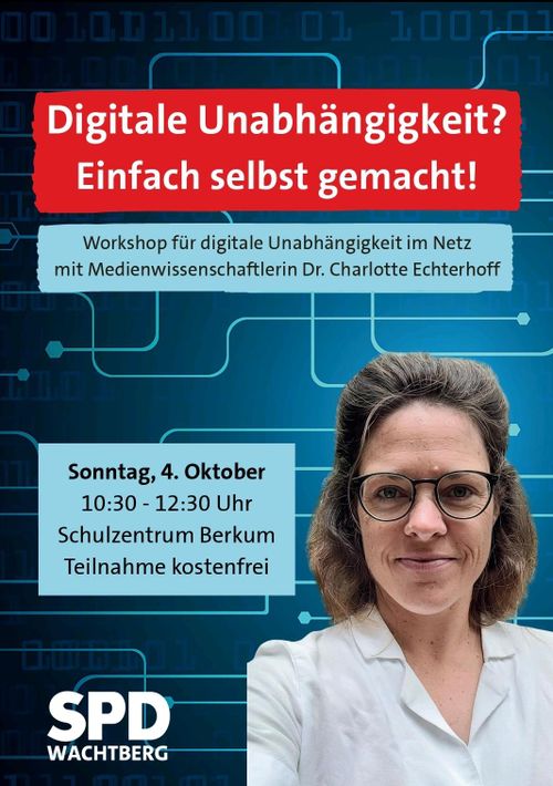 Poster zur Bewerbung des Workshops für digitale Unabhängigkeit im Netz 
