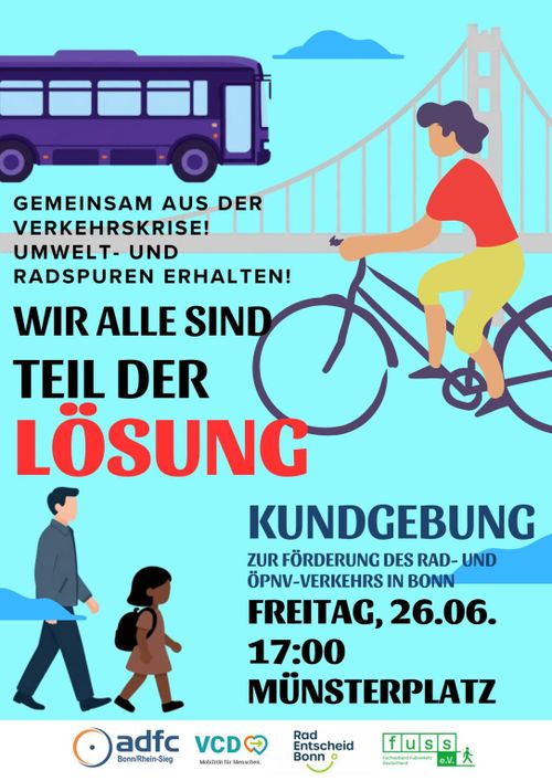 Kundgebung am 26.06. für den Erhalt der Radwege und Umweltspuren