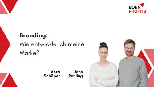 Bonn Profits –  Branding:  Wie entwickle ich meine Marke?

Bild von Vera Schäper und Jens Rehling und Hintergrund-Design mit roten Dreiecken.