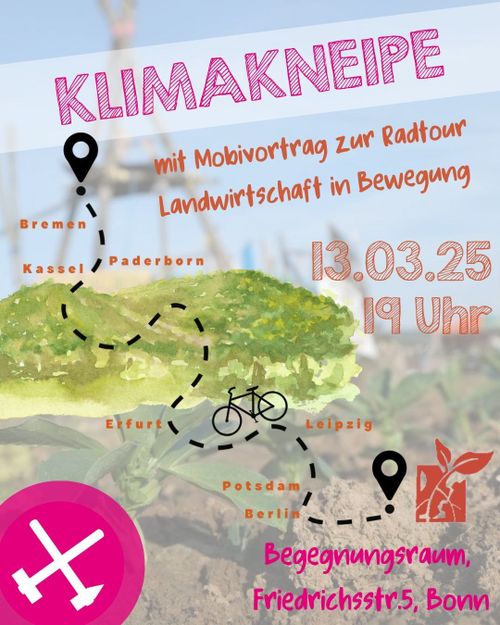 Klimakneipe - Mobivortrag zur Landwirtschaftskampagne von Disrupt und zur geplanten Fahrradtour "Landwirtschaft in Bewegung" 