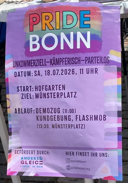 Pride Bonn - unkommerziell - kämpferisch - parteilos