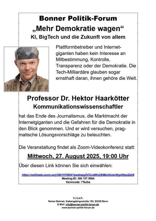 "Mehr Demokratie wagen" - KI, BigTech und die Zukunft von allem