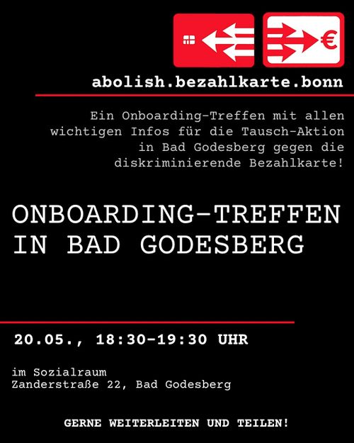 Aufbau einer weiteren Tausch-Aktion in Bonn Bad Godesberg: Abolish Bezahlkarte - OnBoarding!