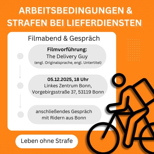 Arbeitsbedingungen und Strafen bei Lieferdiensten – Filmabend und Gespräch