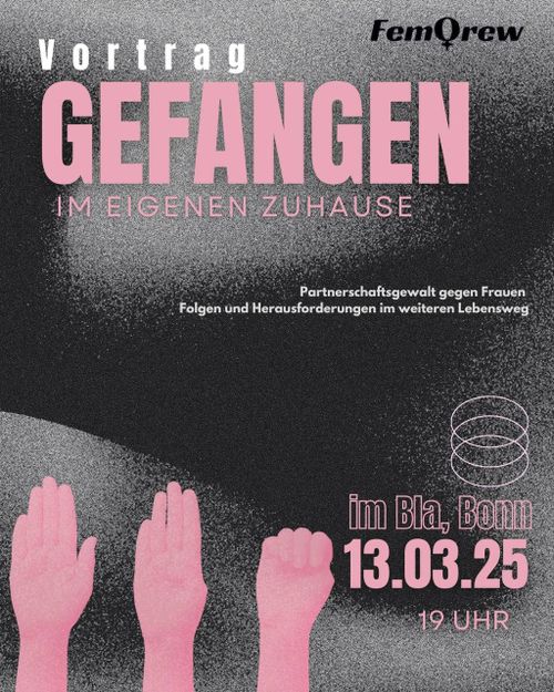 Gefangen im eigenen Zuhause: ein Vortrag über Partnerschaftsgewalt gegen Frauen und den Folgen und Herausforderungen im weiteren Lebensverlauf organisiert von der FemQrew