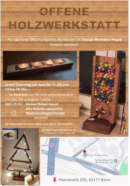 Offene Holzwerkstatt im Oscar Romero Haus