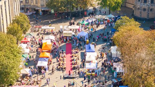 Copyright: Bundesstadt Bonn/Giacomo Zucca, Festivalgelände von oben, Bonn - rundum nachhaltig 2024