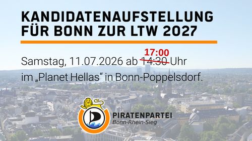 Direktkandidaten-Aufstellung der Piratenpartei für Bonn zur Landtagswahl 2027