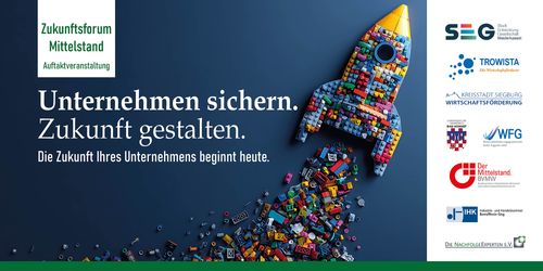 Veranstaltungsposter vom Zukunftsforum Mittelstand zur Auftaktveranstaltung "Unternehmen sichern. Zukunft gestalten."